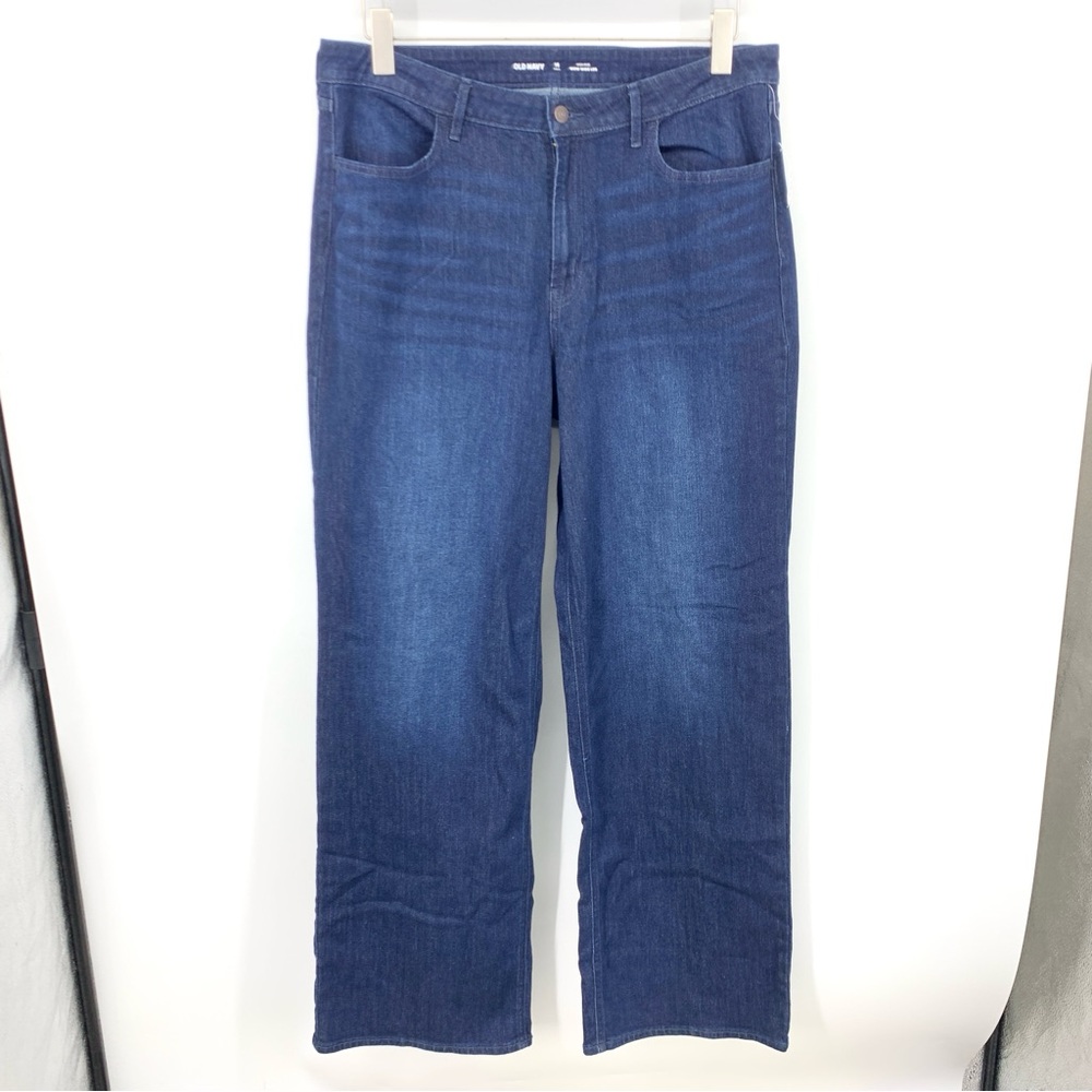 Old Navy Women Size 16 TALL Jeans Dark Wash Pants Wow Wide Leg Stretch High Rise